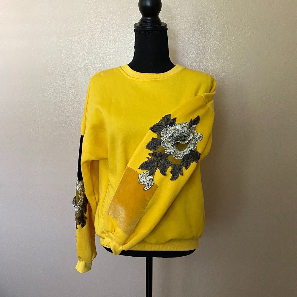 Velvet Patch Floral Sweater